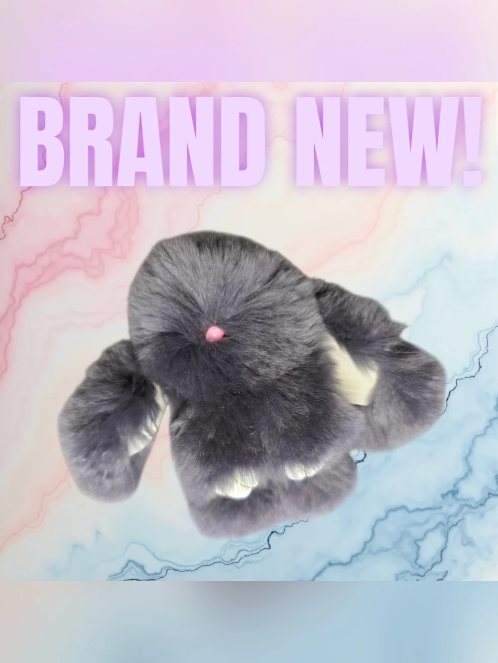 Gray Plush Bunny Bag Charm